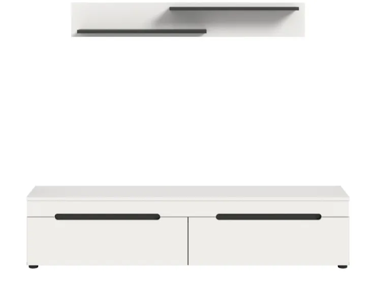 Inn.Furn TV-Lowboard und Wandboard in Weiß und Grau 170 cm Cooper