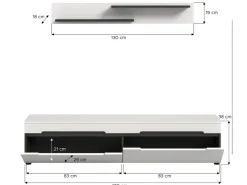 Inn.Furn TV-Lowboard und Wandboard in Weiß und Grau 170 cm Cooper