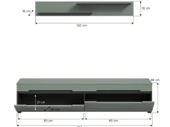 Inn.Furn TV-Lowboard und Wandboard in Salbei und Grau 170 cm Cooper* Schweberegale