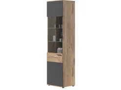 Inn.Furn Vitrine Eiche Grau 57 x 200 cm mit Soft-Close Tomaso* Vitrinen