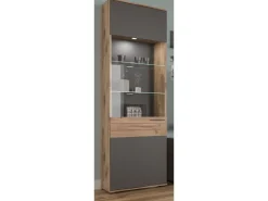 Inn.Furn Vitrine Eiche Grau 57 x 200 cm mit Soft-Close Tomaso* Vitrinen