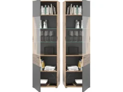 Inn.Furn Vitrine Eiche Grau 57 x 200 cm mit Soft-Close Tomaso* Vitrinen