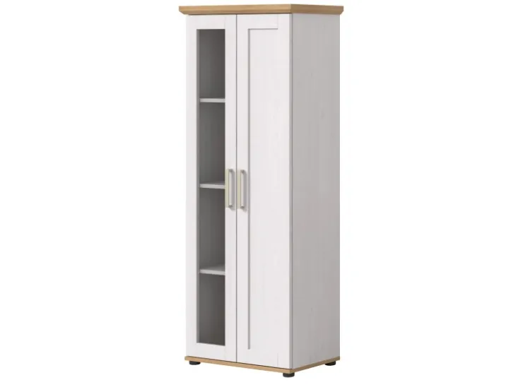 Inn.Furn Vitrine in Weiß Lärche Landhaus 64 x 161 cm Mirano* Vitrinen
