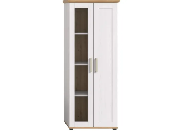 Inn.Furn Vitrine in Weiß Lärche Landhaus 64 x 161 cm Mirano* Vitrinen