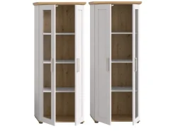 Inn.Furn Vitrine in Weiß Lärche Landhaus 64 x 161 cm Mirano* Vitrinen