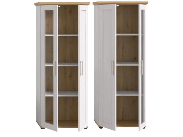 Inn.Furn Vitrine in Weiß Lärche Landhaus 64 x 161 cm Mirano* Vitrinen