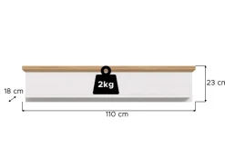 Inn.Furn Wandboard in Weiß Lärche Landhaus 110 cm Mirano* Weitere Regale|Schweberegale