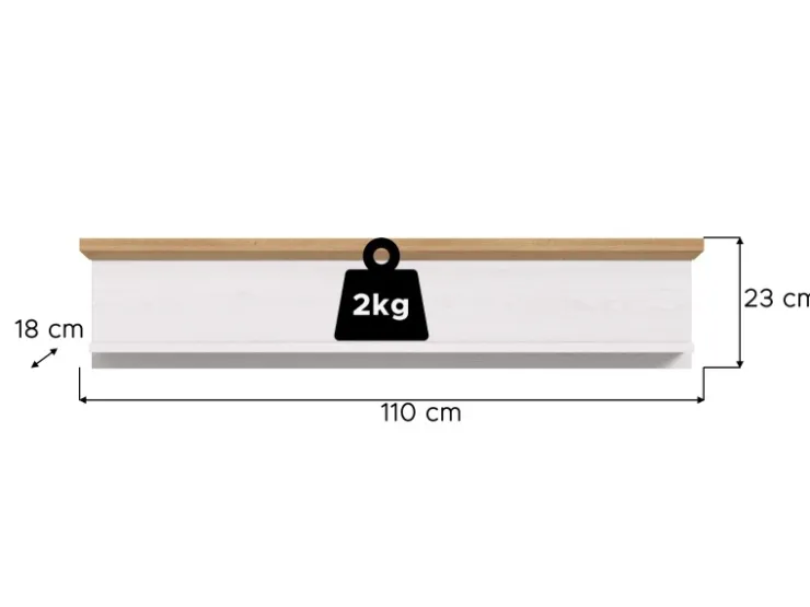 Inn.Furn Wandboard in Weiß Lärche Landhaus 110 cm Mirano* Weitere Regale|Schweberegale