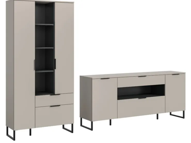 Inn.Furn Wohnwand in Kaschmir und Schwarz 290 cm Morena* Wohnwände
