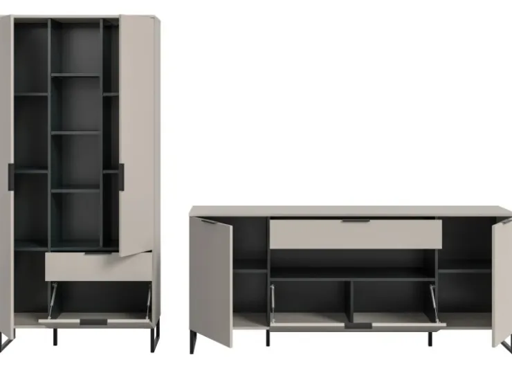 Inn.Furn Wohnwand in Kaschmir und Schwarz 290 cm Morena* Wohnwände