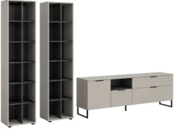 Inn.Furn Wohnwand in Kaschmir und Schwarz 305 cm mit Soft-Close Morena* Wohnwände