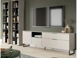 Inn.Furn Wohnwand in Kaschmir und Schwarz 305 cm mit Soft-Close Morena* Wohnwände