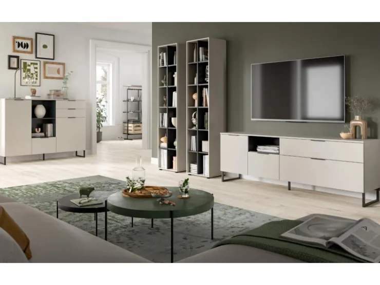 Inn.Furn Wohnwand in Kaschmir und Schwarz 305 cm mit Soft-Close Morena* Wohnwände