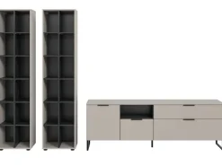 Inn.Furn Wohnwand in Kaschmir und Schwarz 305 cm mit Soft-Close Morena* Wohnwände