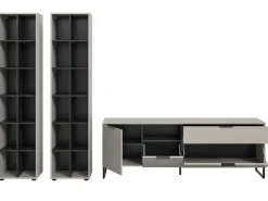 Inn.Furn Wohnwand in Kaschmir und Schwarz 305 cm mit Soft-Close Morena* Wohnwände