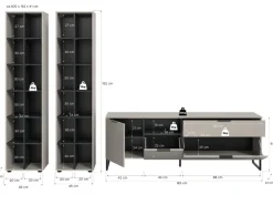 Inn.Furn Wohnwand in Kaschmir und Schwarz 305 cm mit Soft-Close Morena* Wohnwände