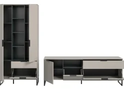 Inn.Furn Wohnwand in Kaschmir und Schwarz 290 cm mit Soft-Close Morena