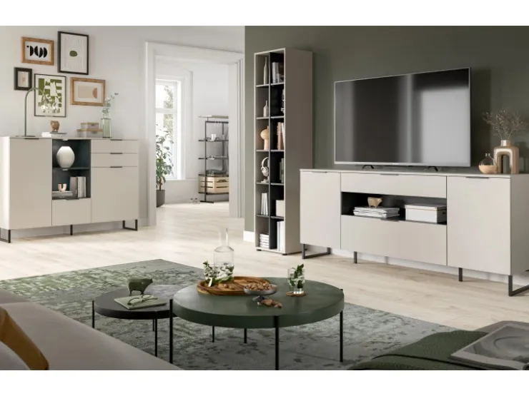 Inn.Furn Wohnwand in Kaschmir und Schwarz 245 cm Morena