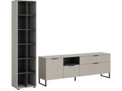 Inn.Furn Wohnwand in Kaschmir und Schwarz 245 cm mit Soft-Close Morena* Wohnwände