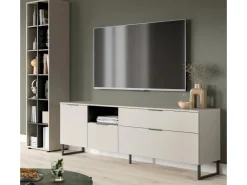 Inn.Furn Wohnwand in Kaschmir und Schwarz 245 cm mit Soft-Close Morena* Wohnwände