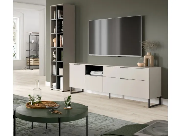 Inn.Furn Wohnwand in Kaschmir und Schwarz 245 cm mit Soft-Close Morena* Wohnwände