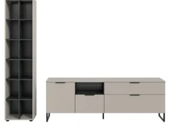 Inn.Furn Wohnwand in Kaschmir und Schwarz 245 cm mit Soft-Close Morena* Wohnwände