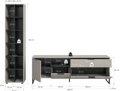 Inn.Furn Wohnwand in Kaschmir und Schwarz 245 cm mit Soft-Close Morena* Wohnwände