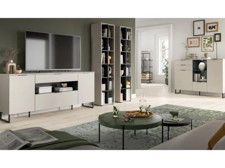 Inn.Furn Wohnwand in Kaschmir und Schwarz 305 cm Morena