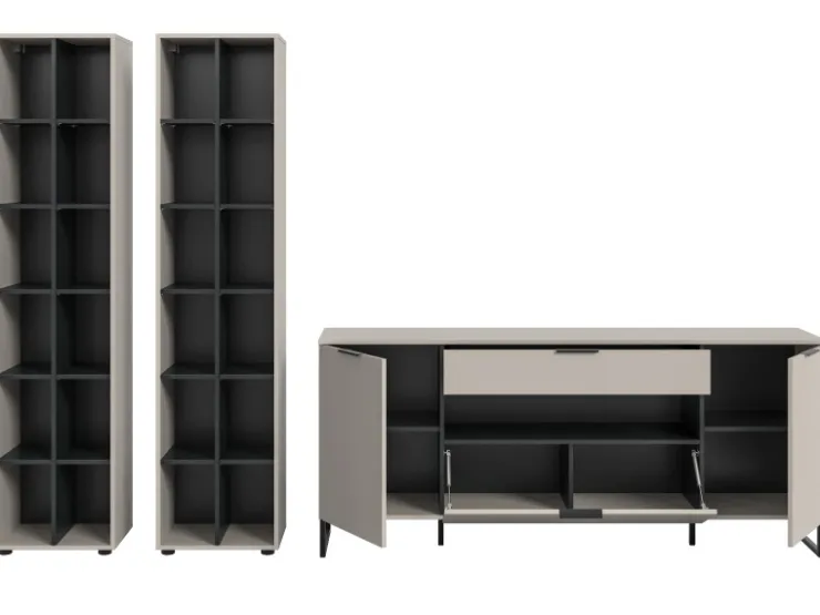 Inn.Furn Wohnwand in Kaschmir und Schwarz 305 cm Morena