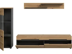 Inn.Furn Wohnwand in Eiche und Grau 221 cm Cooper* Schweberegale
