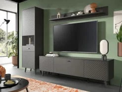 Inn.Furn Wohnwand in Grau Matt 258 cm Madea* Schweberegale|Wohnwände
