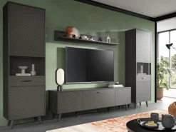 Inn.Furn Wohnwand in Grau Matt 258 cm Madea* Schweberegale|Wohnwände