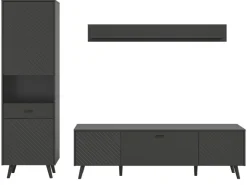 Inn.Furn Wohnwand in Grau Matt 258 cm Madea* Schweberegale|Wohnwände