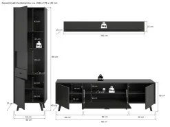 Inn.Furn Wohnwand in Grau Matt 258 cm Madea* Schweberegale|Wohnwände