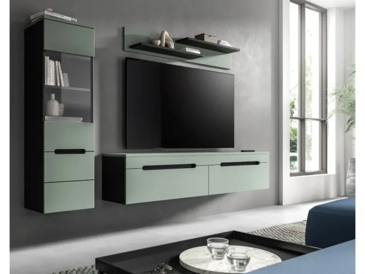 Inn.Furn Wohnwand in Salbei und Grau 221 cm Cooper* Schweberegale