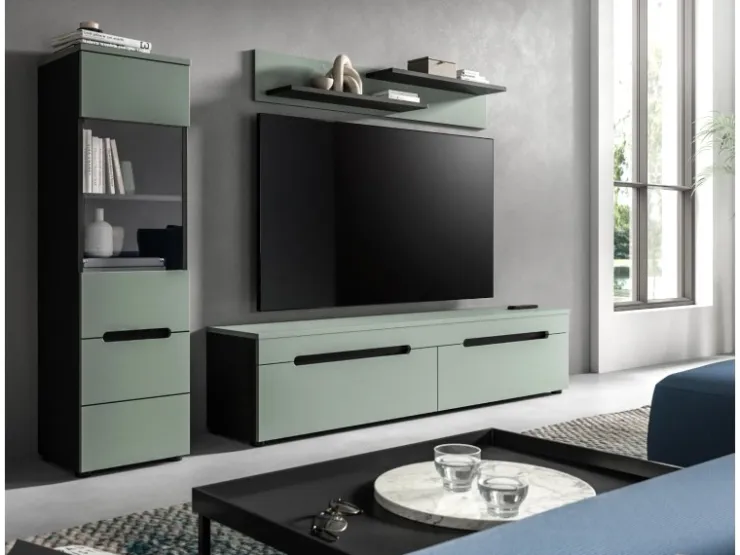 Inn.Furn Wohnwand in Salbei und Grau 221 cm Cooper* Schweberegale