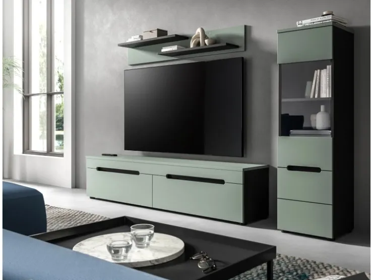 Inn.Furn Wohnwand in Salbei und Grau 221 cm Cooper* Schweberegale