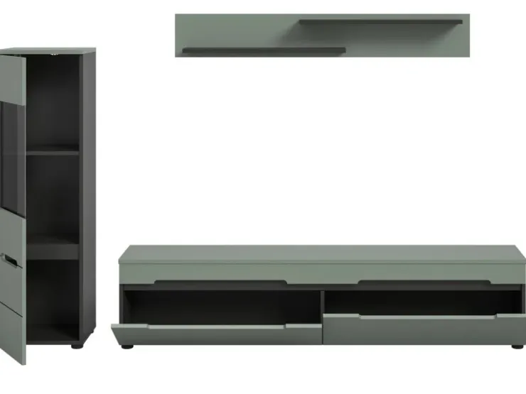 Inn.Furn Wohnwand in Salbei und Grau 221 cm Cooper* Schweberegale