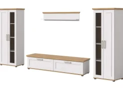 Inn.Furn Wohnwand in Weiß Lärche Landhaus 4-teilig 316 cm Mirano* Wohnwände|Vitrinen