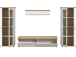 Inn.Furn Wohnwand in Weiß Lärche Landhaus 4-teilig 316 cm Mirano* Wohnwände|Vitrinen