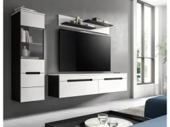Inn.Furn Wohnwand in Weiß und Grau 221 cm Cooper