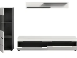 Inn.Furn Wohnwand in Weiß und Grau 221 cm Cooper