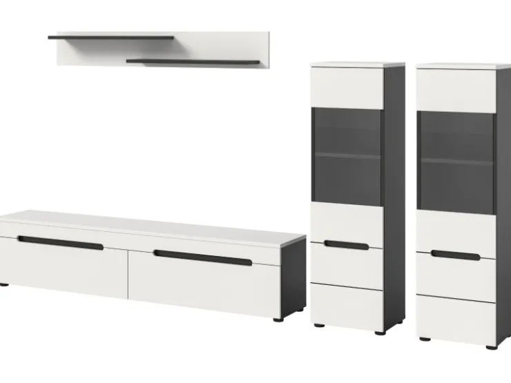Inn.Furn Wohnwand in Weiß und Grau 272 cm Cooper