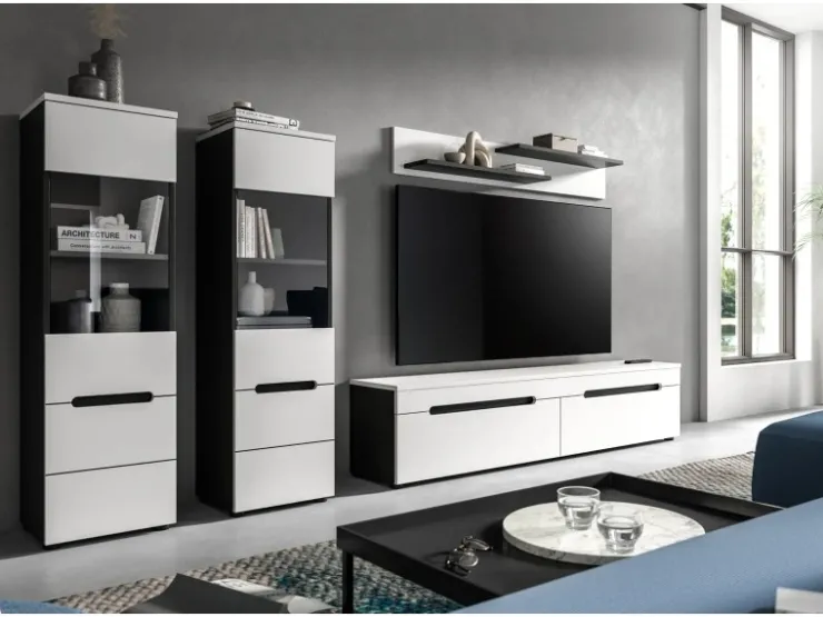 Inn.Furn Wohnwand in Weiß und Grau 272 cm Cooper