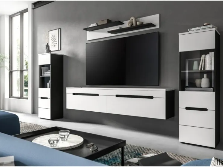 Inn.Furn Wohnwand in Weiß und Grau 272 cm Cooper
