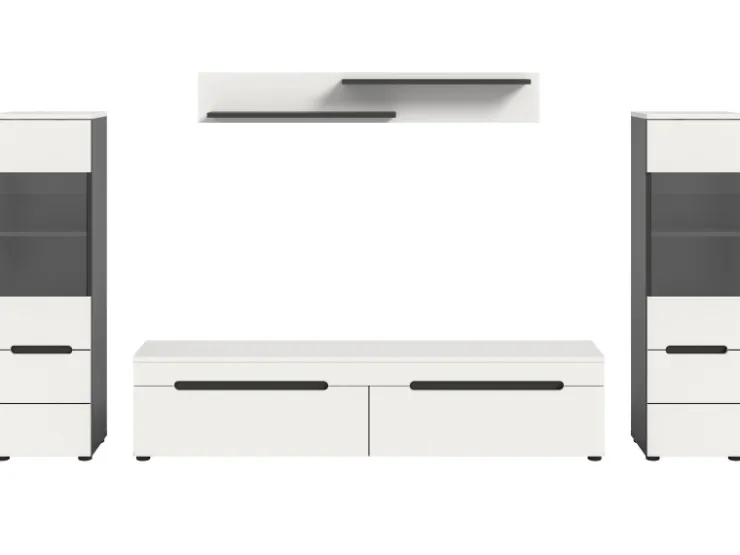 Inn.Furn Wohnwand in Weiß und Grau 272 cm Cooper