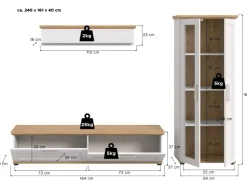 Inn.Furn Wohnwand 3-teilig in Weiß Lärche Landhaus 240 cm Mirano* Schweberegale