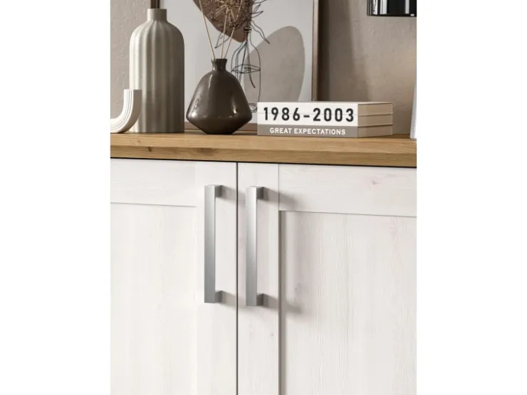 Inn.Furn Wohnwand 4-teilig in Weiß Lärche Landhaus 336 cm Mirano* Wohnwände