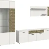 Inn.Furn Wohnwand Weiß Gold 3-teilig 305 cm Fühlbare 3D-Struktur Relief* Schweberegale|Wohnwände