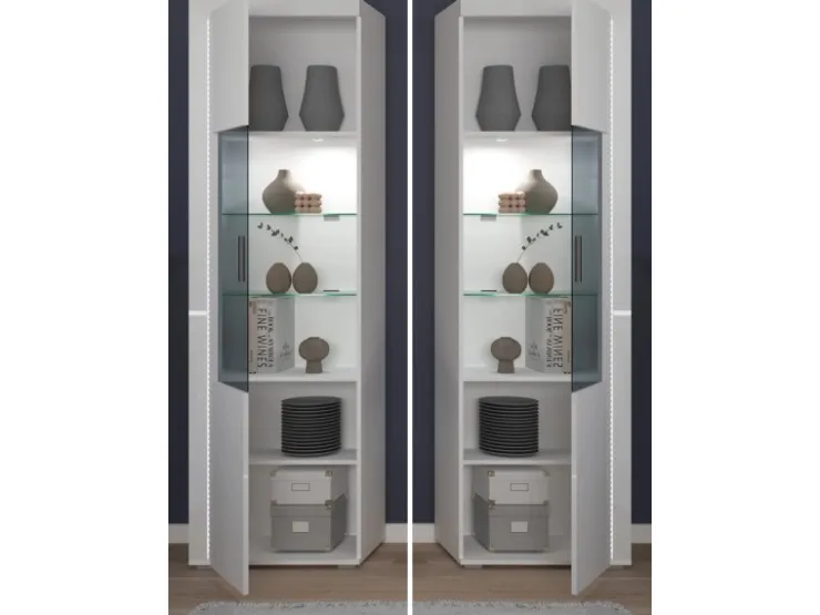 Inn.Furn Wohnwand Weiß Hochglanz 3-teilig 332 cm mit Soft-Close Sunroof* Wohnwände